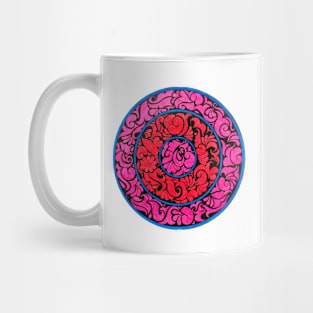 Handmade red, pink and blue mandala drawing Mug